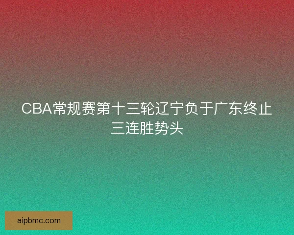 CBA常规赛第十三轮辽宁负于广东终止三连胜势头