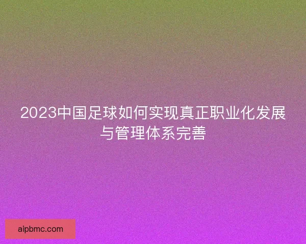 2023中国足球如何实现真正职业化发展与管理体系完善