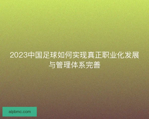 2023中国足球如何实现真正职业化发展与管理体系完善